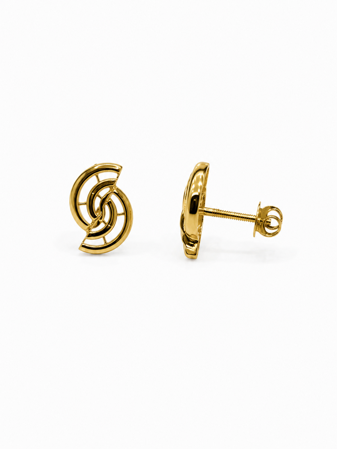 9K Gold Interlocking Circle Designer Stud Earrings