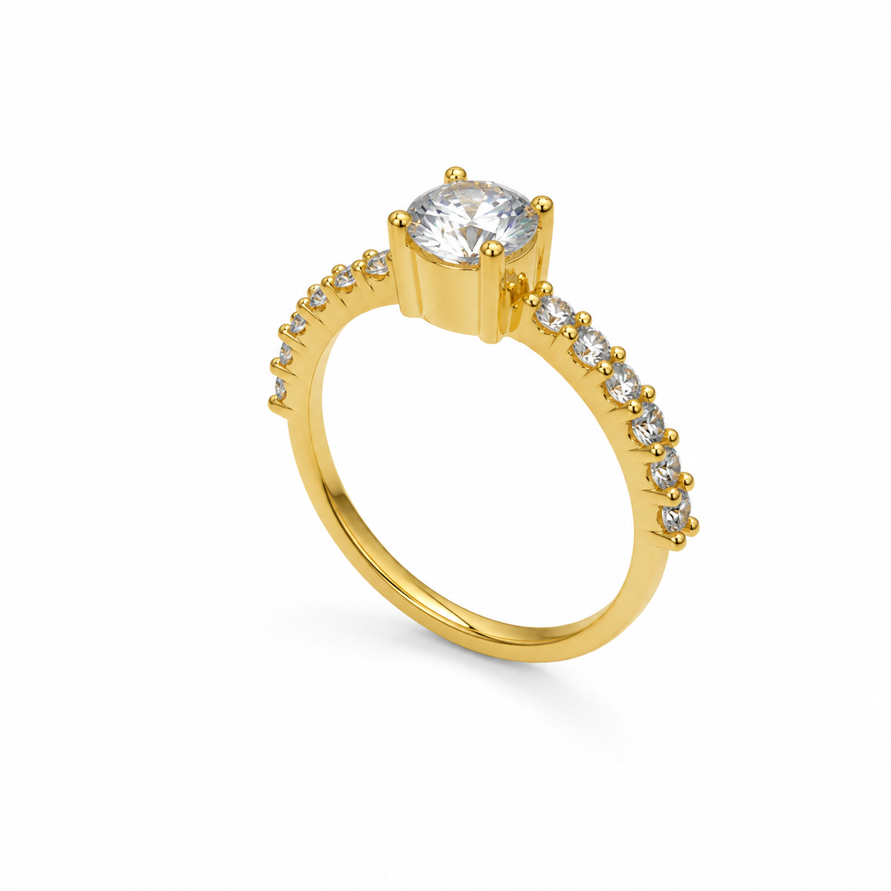 9K Gold Solitaire Diamond Ring - (Size - 13)