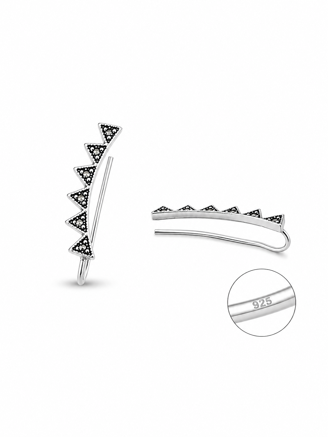 924 Silver Eclipse Triangle Earrings