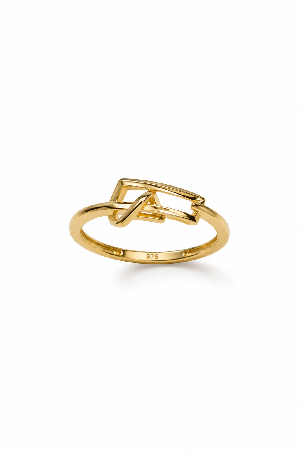 9K Gold Geometric Link Ring (Size - 12)