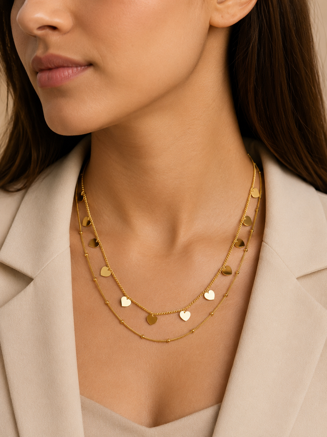Demi Fine Layered Heart Charm Necklace
