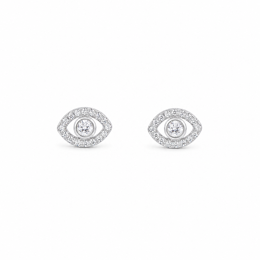 Silver Guardian Eye Stud Earrings