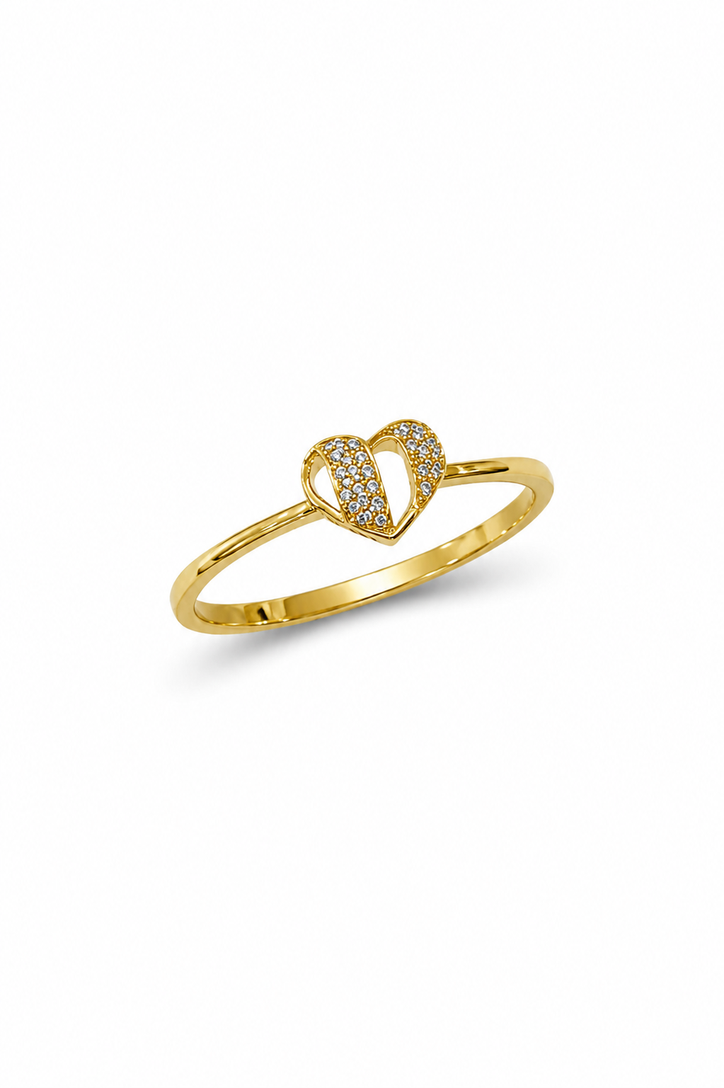 9K Gold Sparkling Heart Ring (Size -11)
