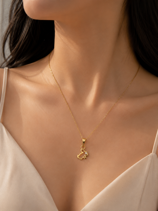 9K Gold Diamond Flamingo Pendant