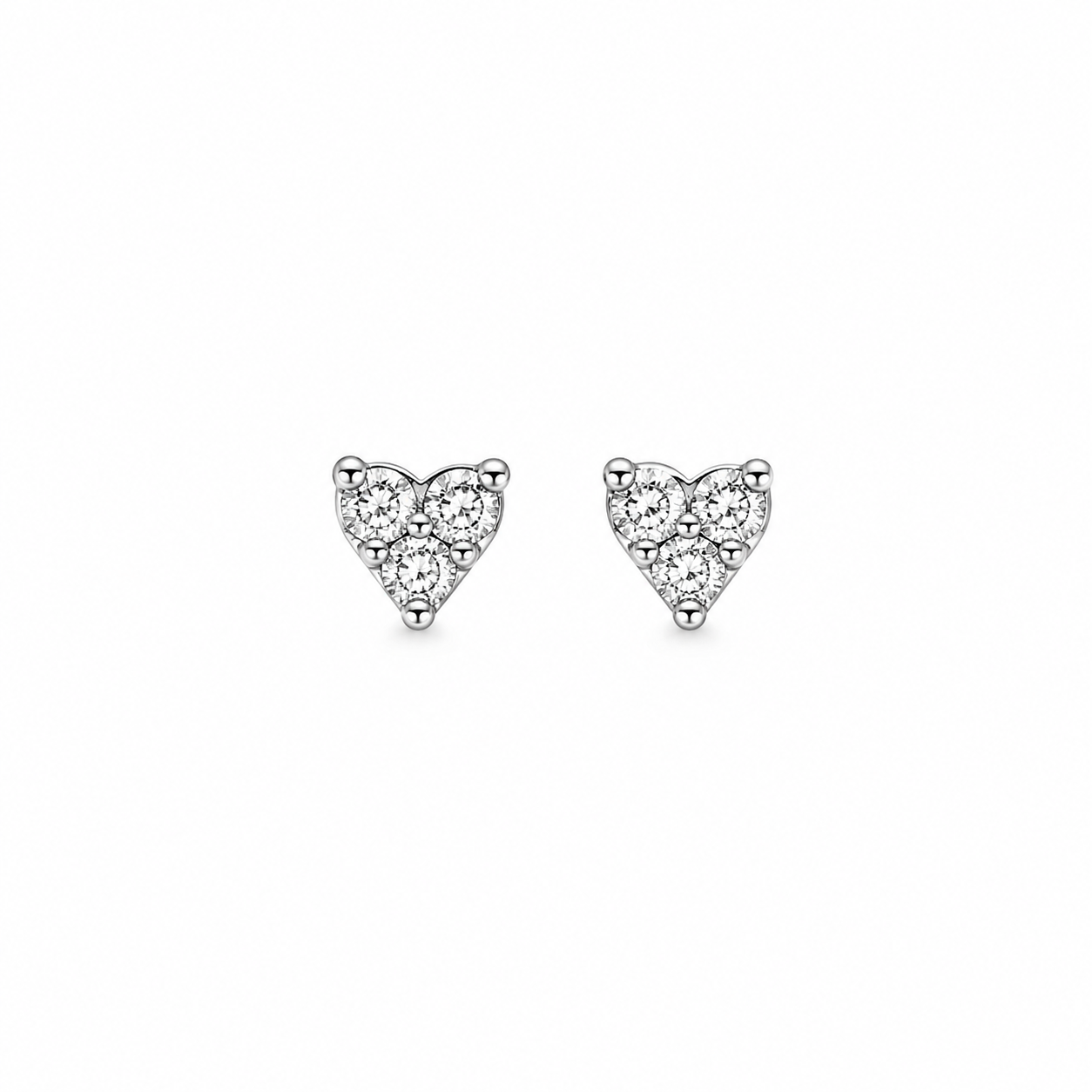 Silver Heart Sparkle Stud Earrings