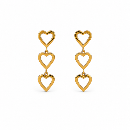 Amour Triple Heart Drop Earrings