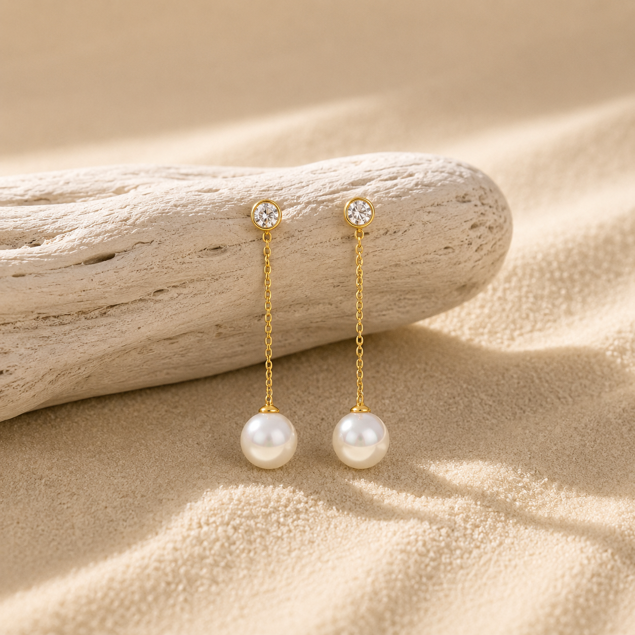 Demi Fine Crystal & Pearl Drop Chain Earrings