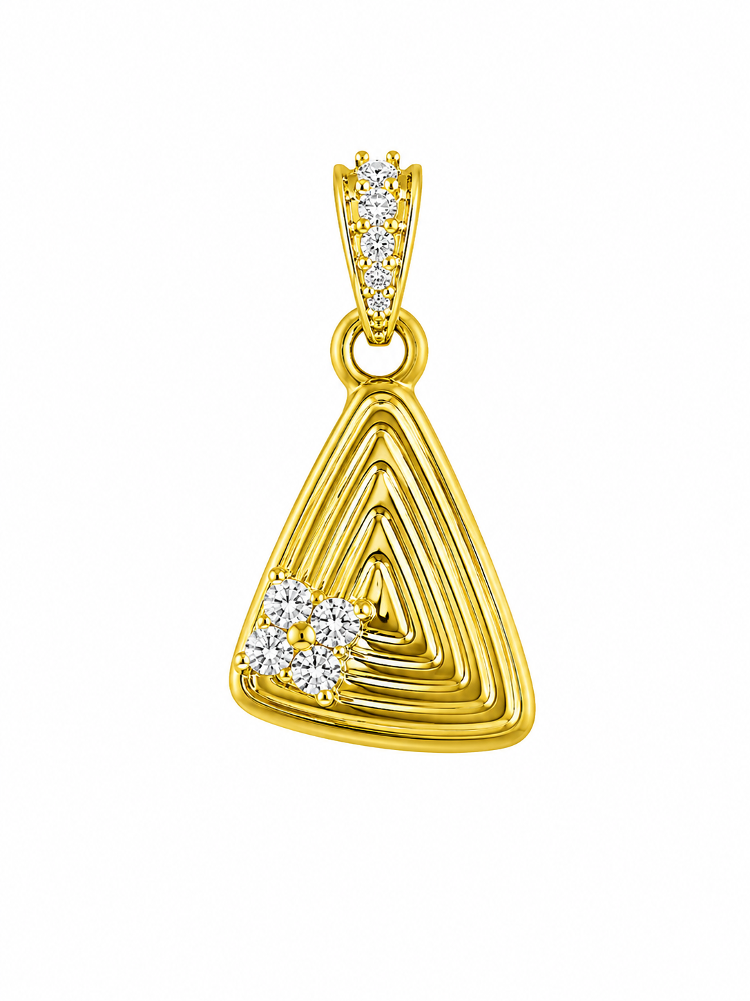 9K Gold Geometric Triangle Crystal Pendant