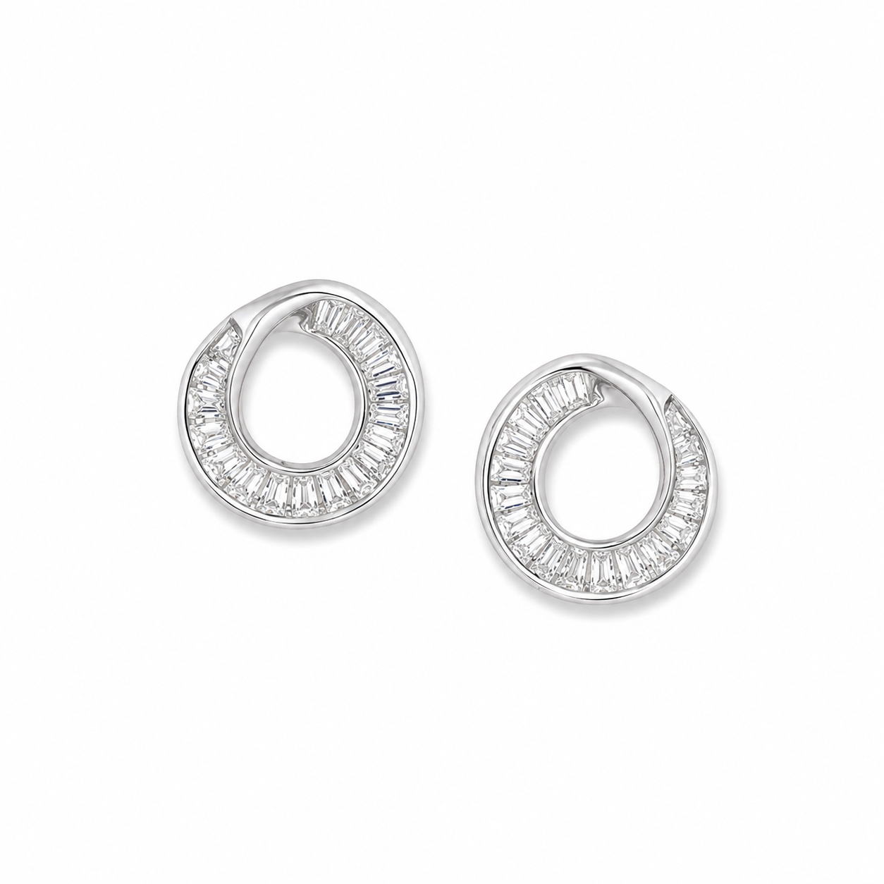 Silver Crystal Loop Luxe Studs