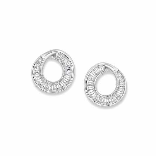 Silver Crystal Loop Luxe Studs