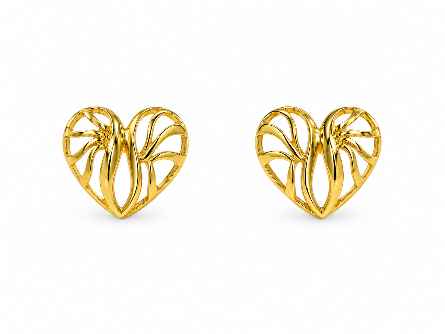 9K Gold Abstract Heart Stud Earrings