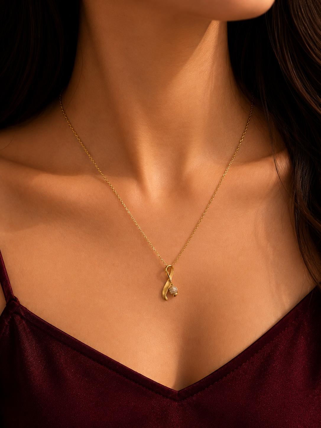 9K Gold Infinity Diamond Pendant