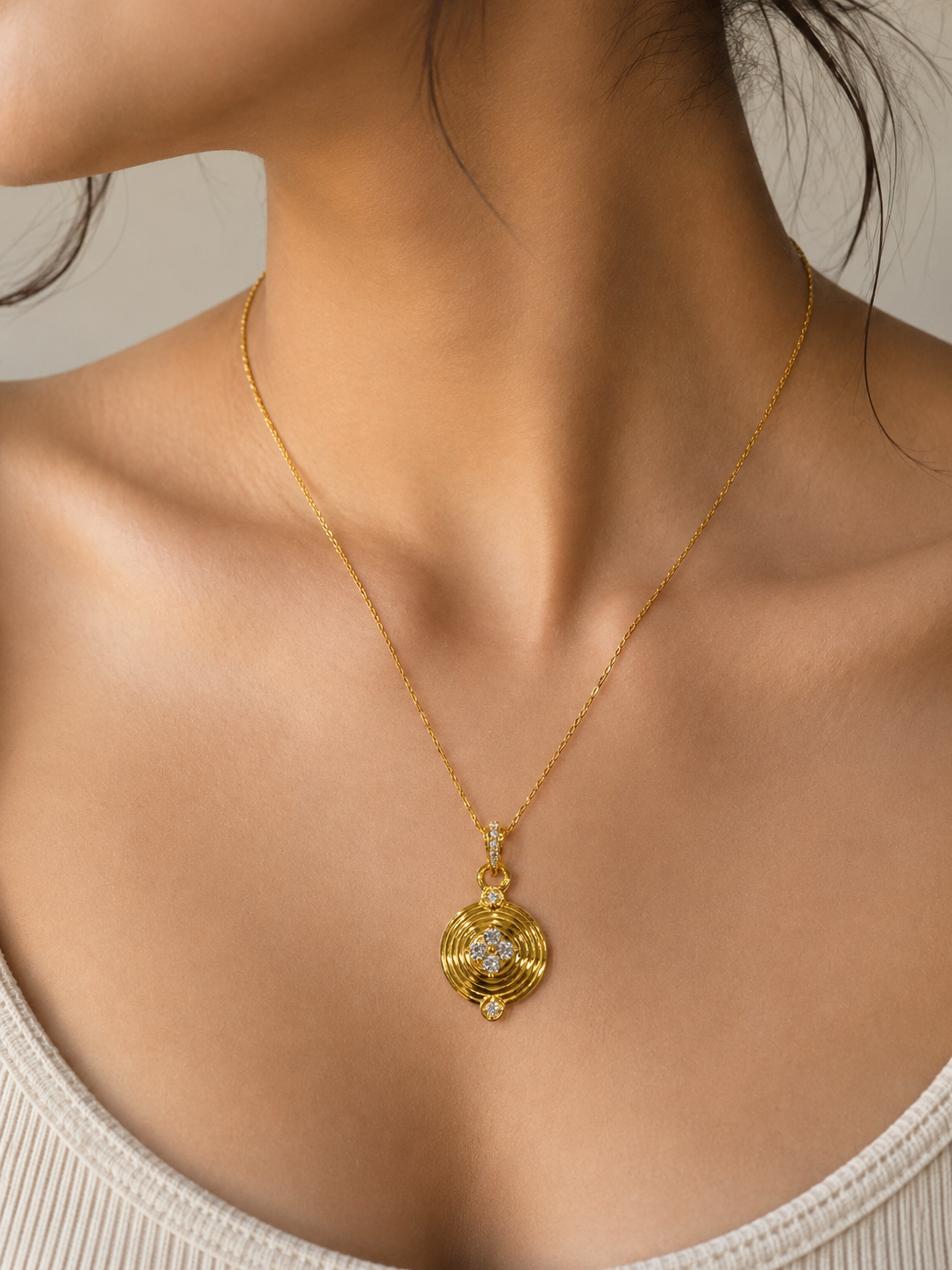 9K Gold Celestial Orbit Crystal Pendant
