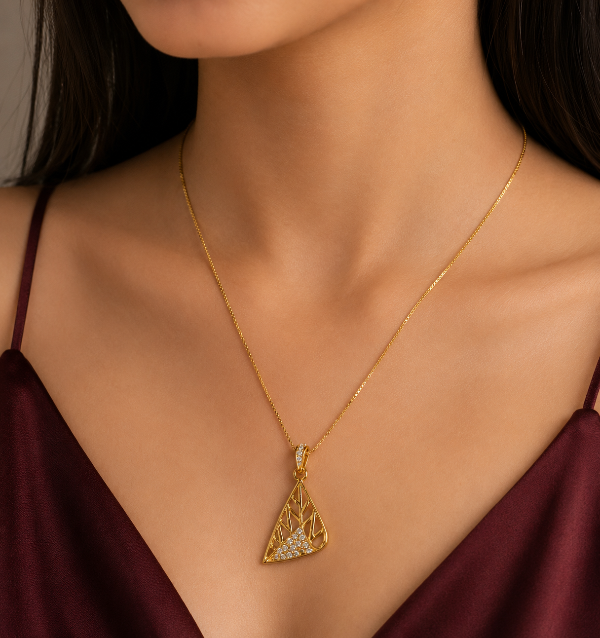 9K Gold Geometric Diamond Pendant