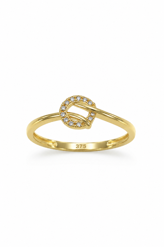 9K Gold Elegant Swirl CZ Ring (Size -11)