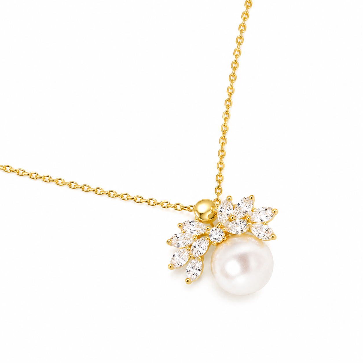 Silver Heavenly Pearl Wing Gold Necklace