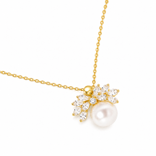 Silver Heavenly Pearl Wing Gold Necklace