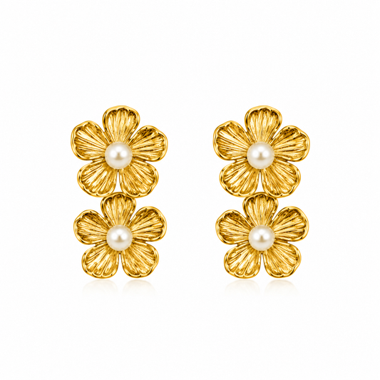 Demi Fine Bloom Pearl Floral Drop Earrings