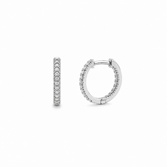 Silver CZ Huggie Hoop Earrings