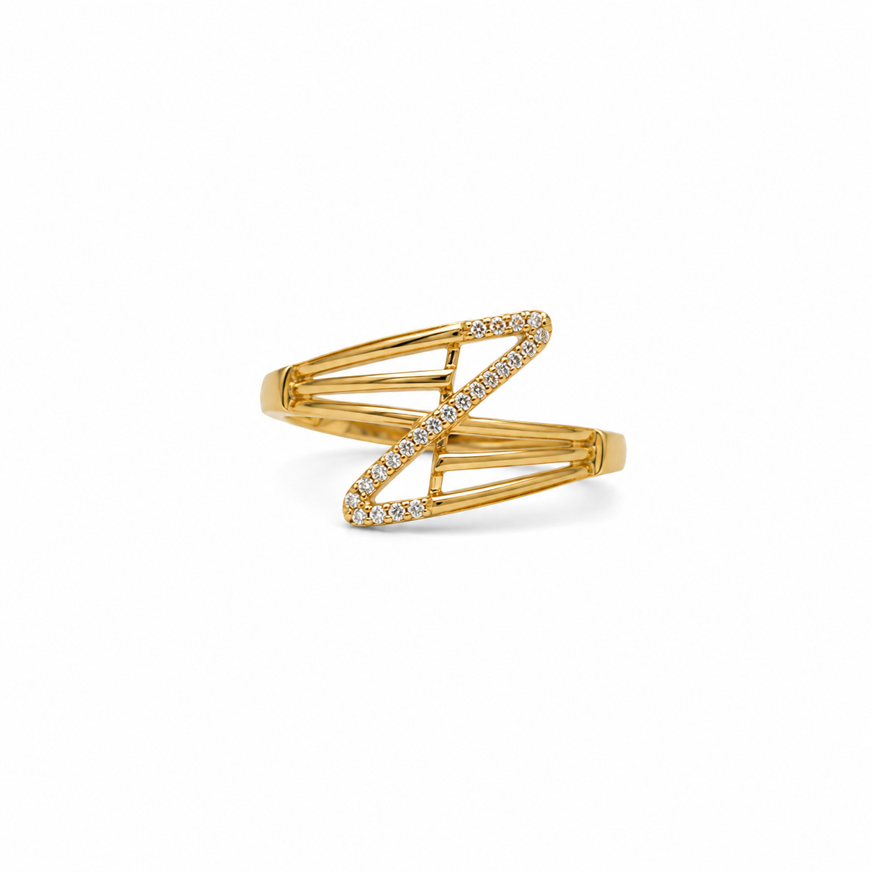 9K Gold Geometric Diamond Ring (Size- 11)