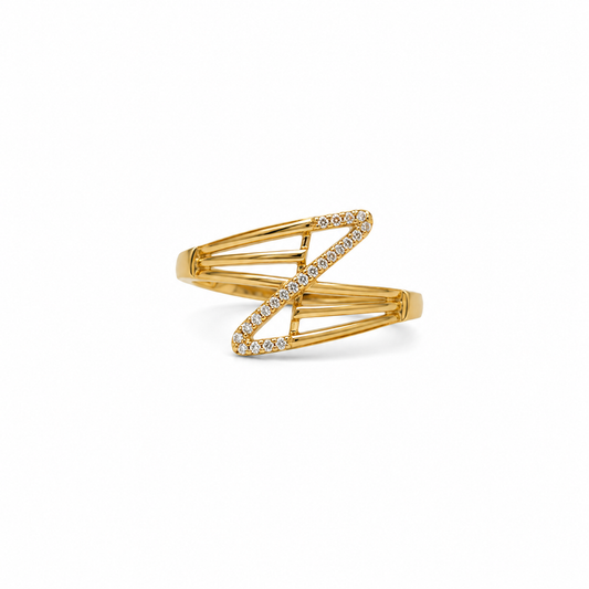 9K Gold Geometric Diamond Ring (Size- 11)