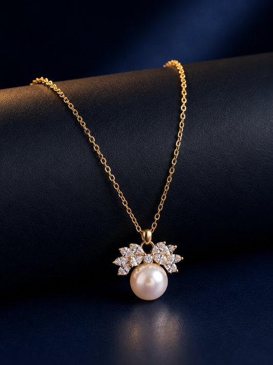 925 Silver Heavenly Pearl Wing Gold Necklace