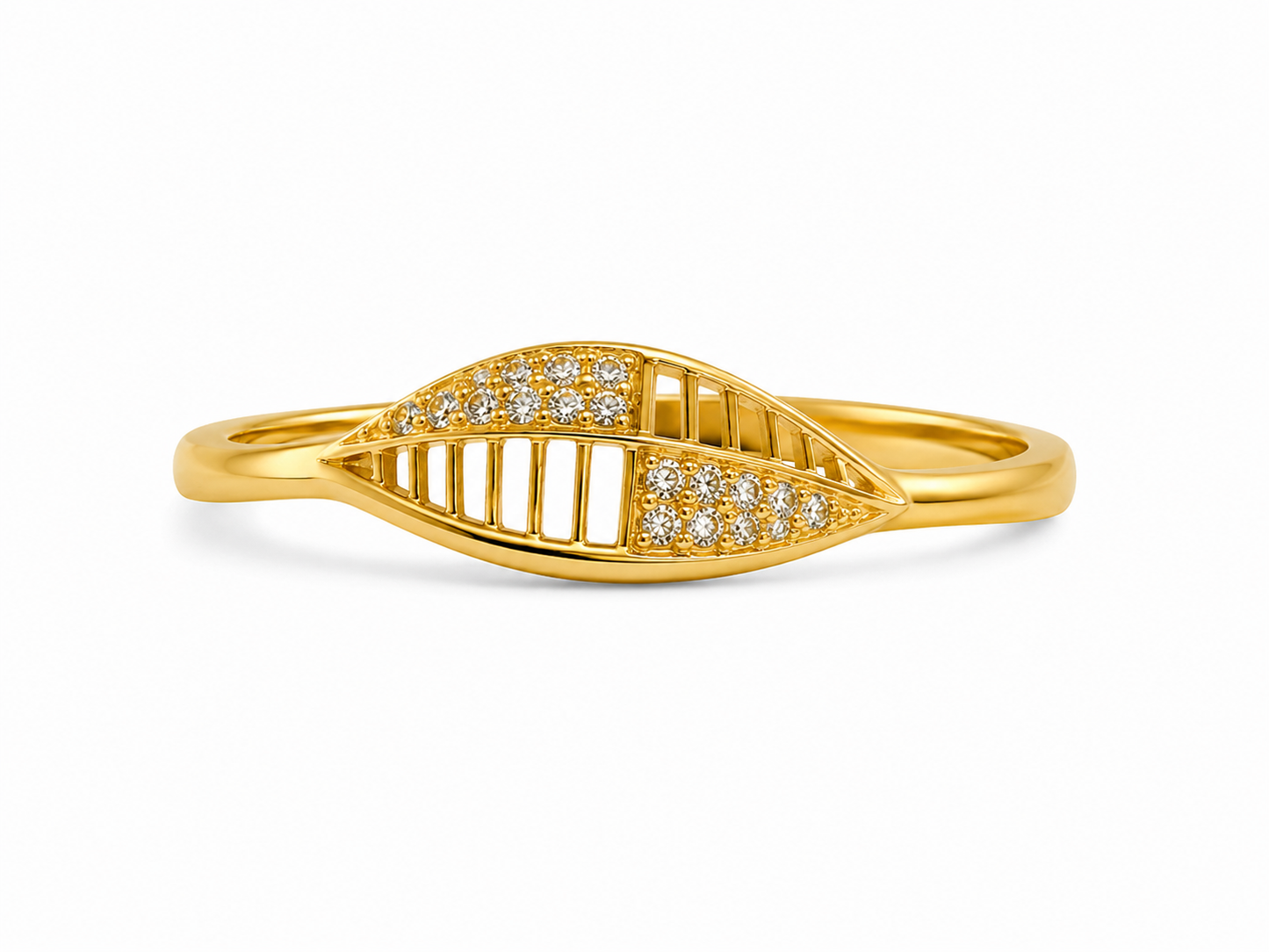 9K Gold Radiant Leaf Ring (Size - 11)