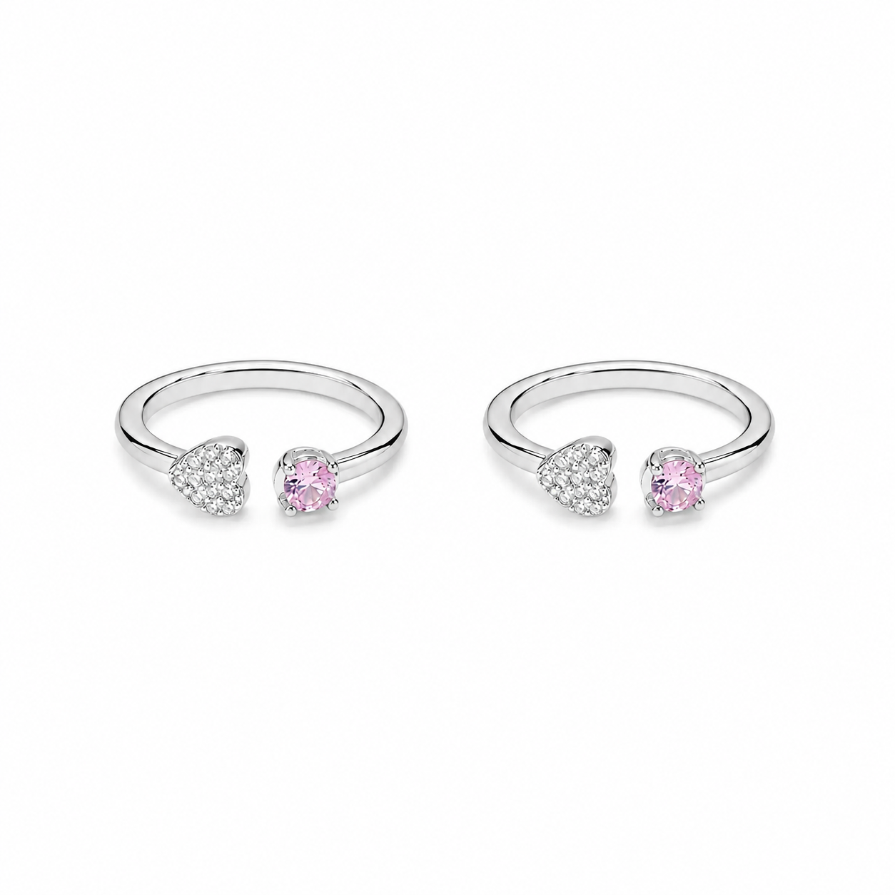 925 Silver Pink Heart Adjustable Toe Ring