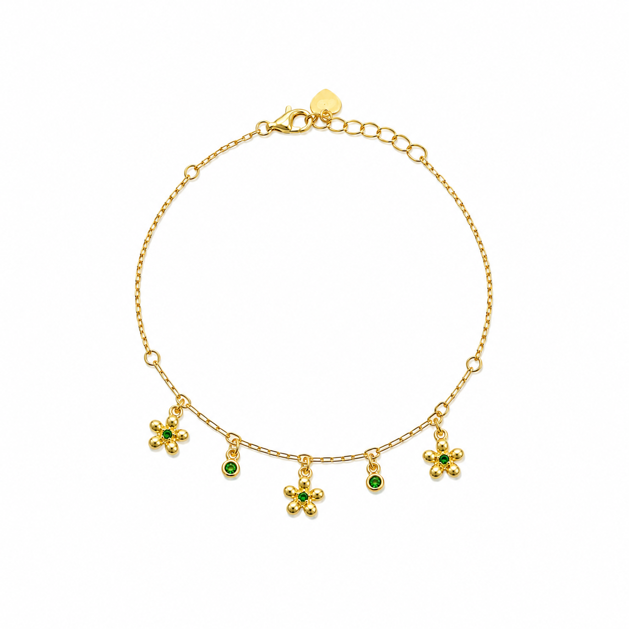 Emerald Bloom Charm Bracelet