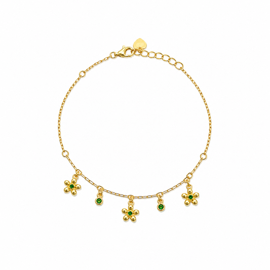 Emerald Bloom Charm Bracelet