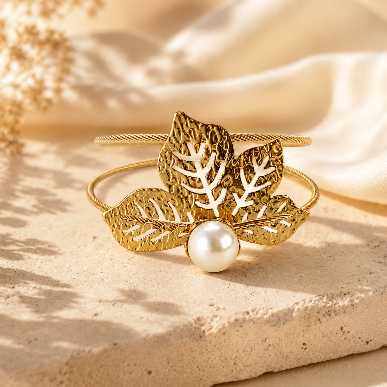 forME by MINOUS Elowen Pearl Leaf Cuff Bracelet