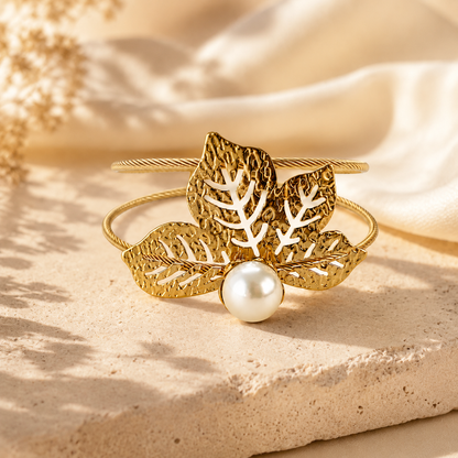 forME by MINOUS Elowen Pearl Leaf Cuff Bracelet