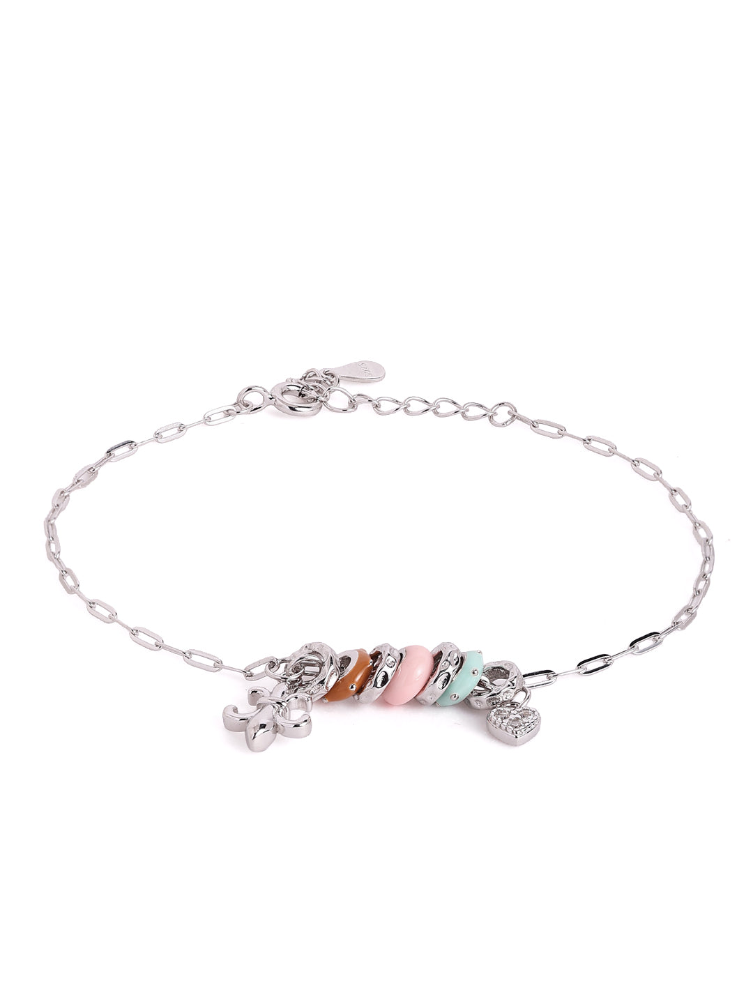 Pastel Candy Bead Charm 925 sterling silver Bracelet
