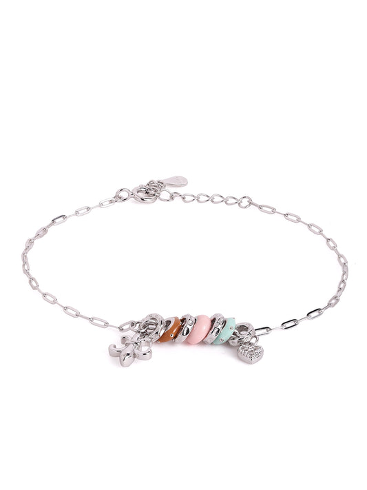 Pastel Candy Bead Charm 925 sterling silver Bracelet
