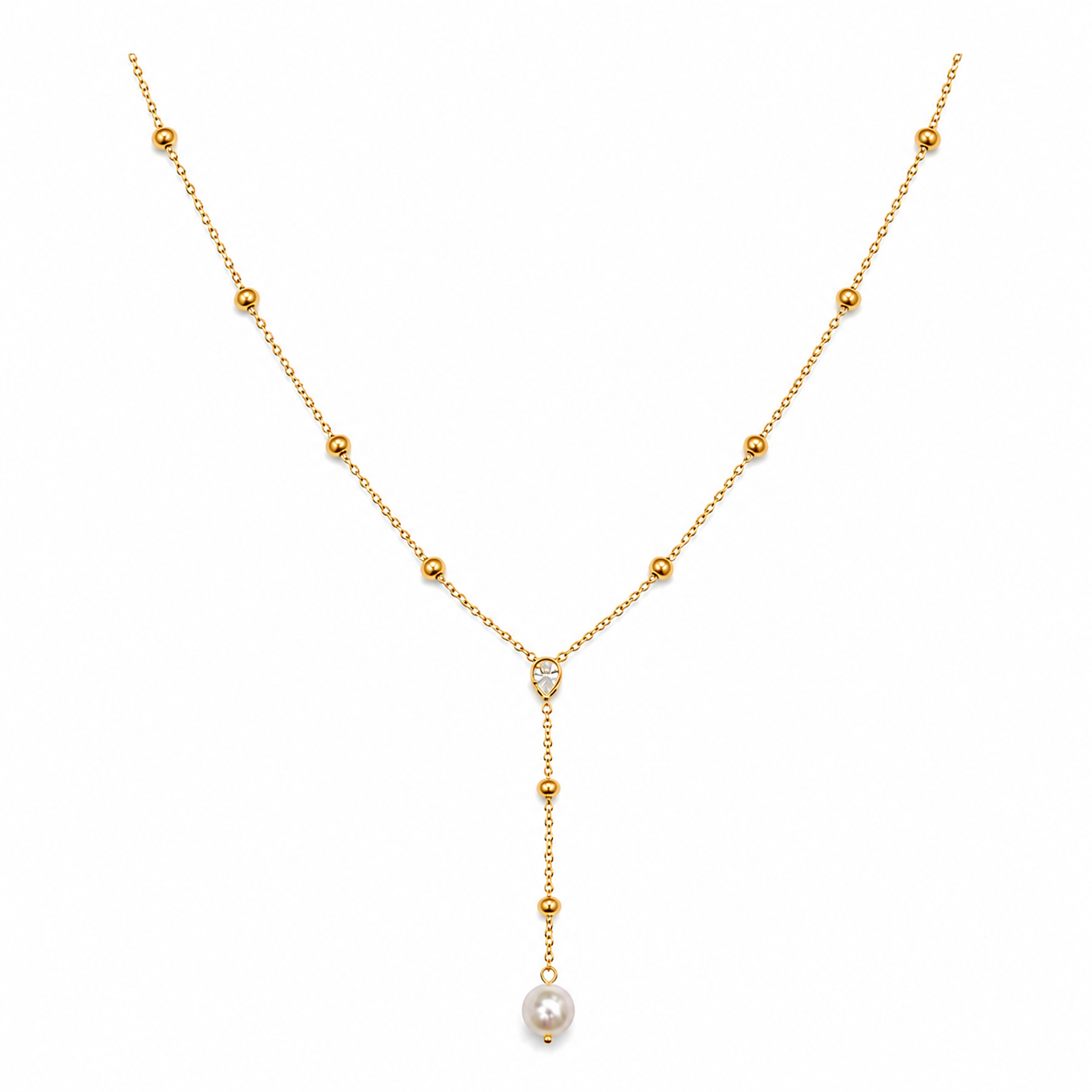 Demi Fine Lariat Beaded Pearl Necklace