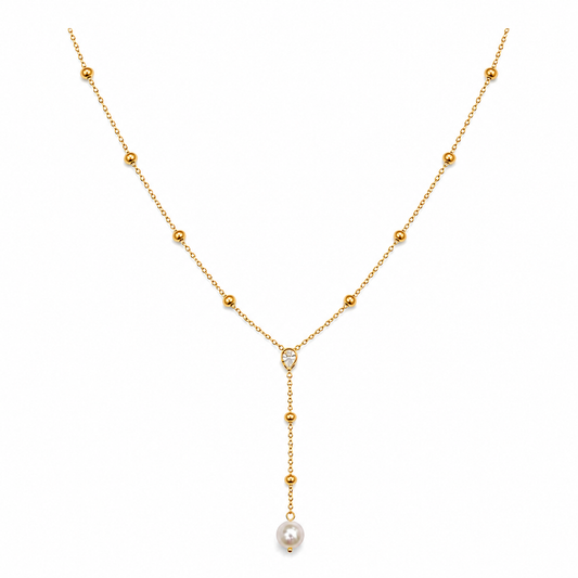 Demi Fine Lariat Beaded Pearl Necklace