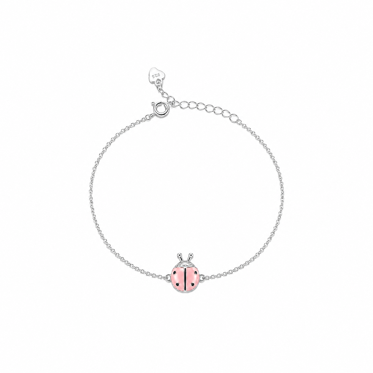 925 Silver Ladybug Enamel Kids Bracelet