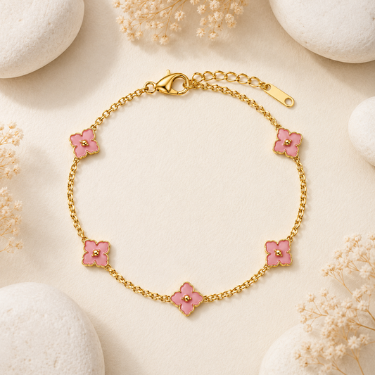 Demi Fine Pink Blossom Charm Bracelet