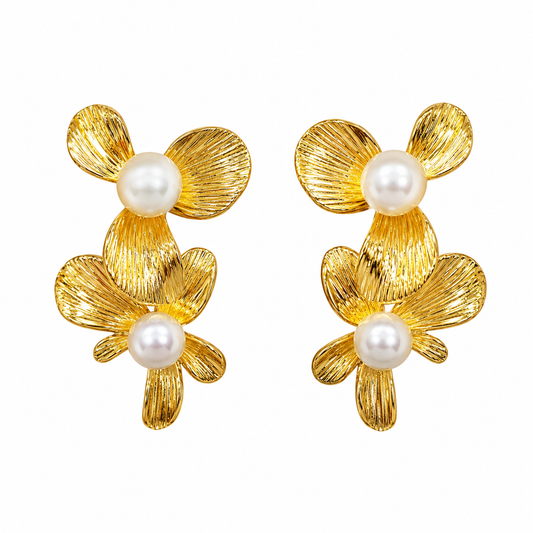 Demi fine Bloom Pearl Floral Earrings