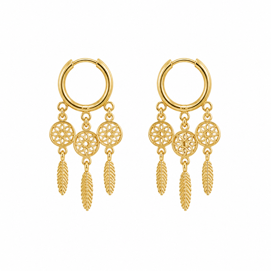 Demi Fine Celestial Dreamcatcher Hoop Earrings