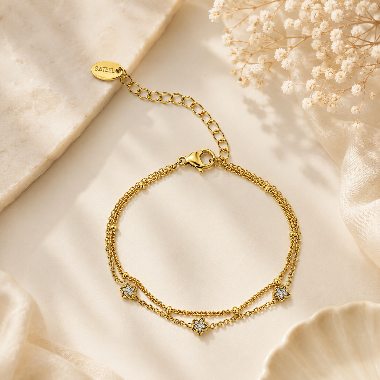 forME by MINOUS Celestia Triple Star Chain Bracelet
