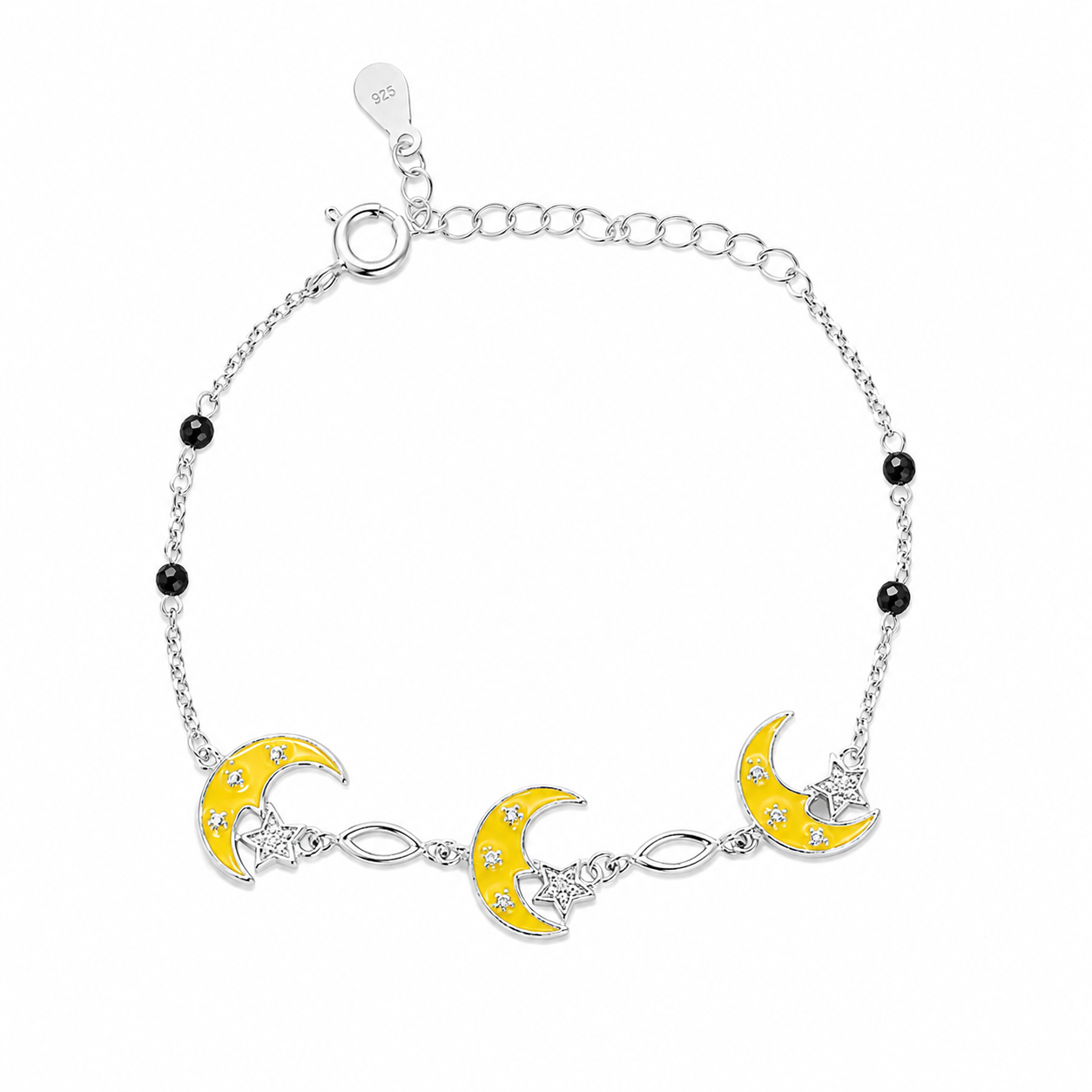 Silver Triple Moon Enamel Kids Bracelet