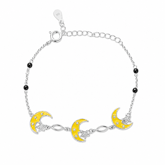 Silver Triple Moon Enamel Kids Bracelet