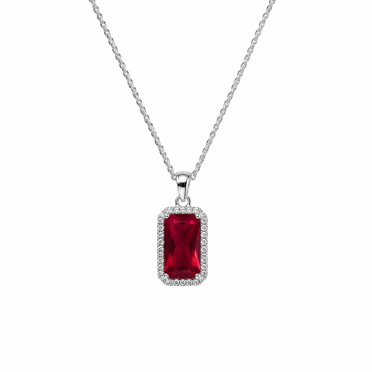 Silver Classic Ruby Necklace