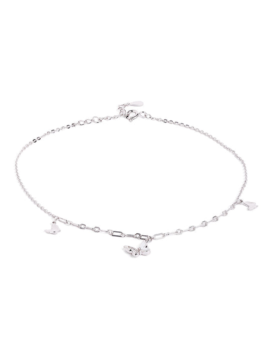 925 sterling silver anklet for women with adjustable chain, and elegant design