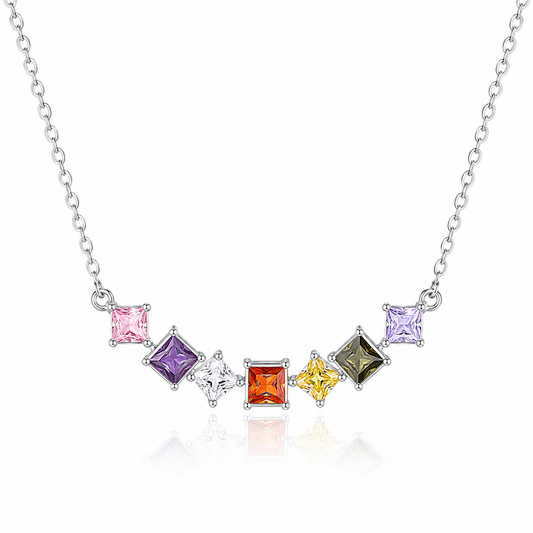 9Silver CandyGem Curve Necklace