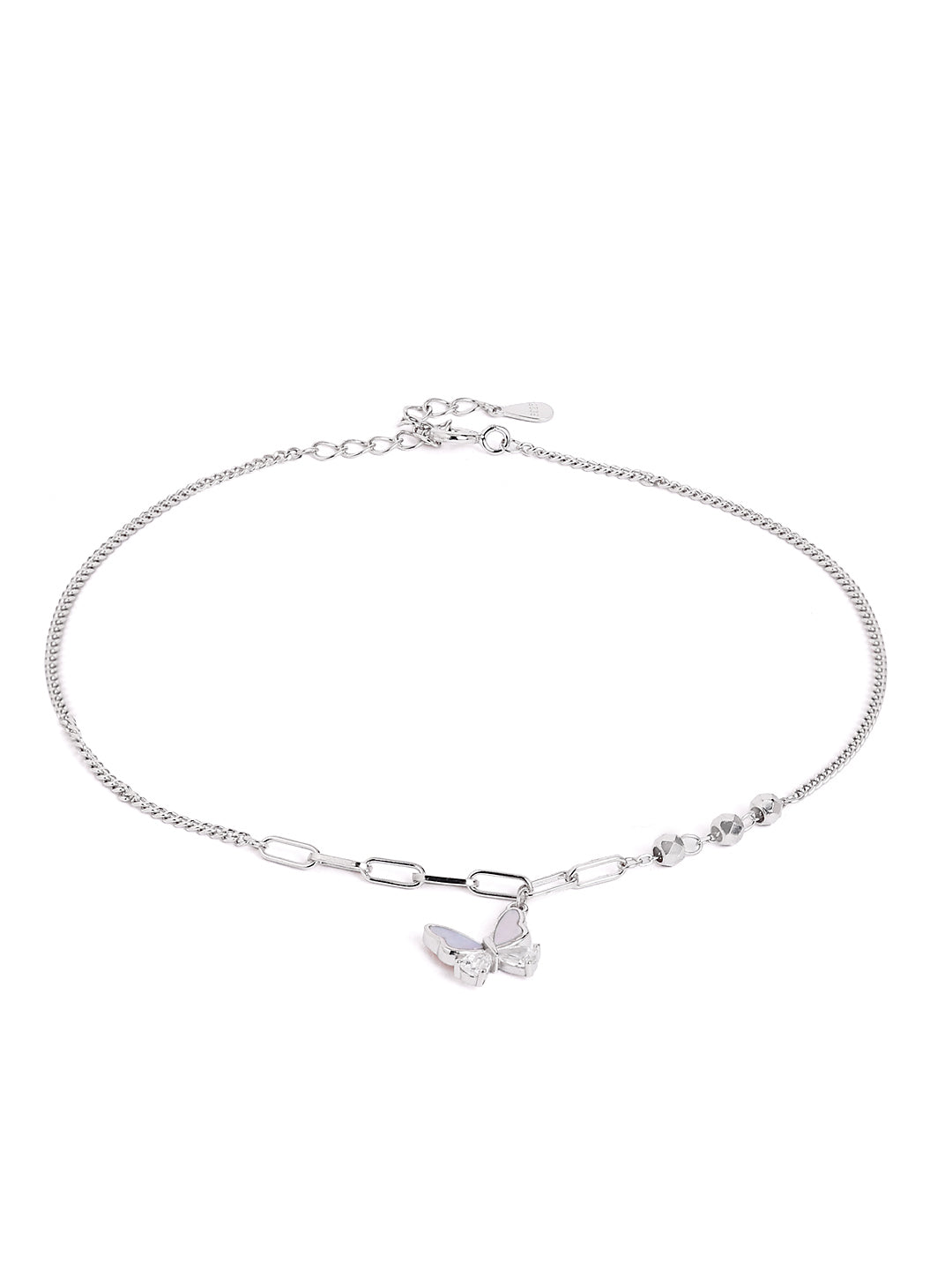 925 sterling silver anklet for women with adjustable chain, and elegant design
