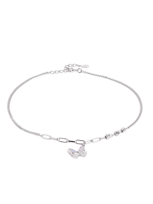 925 sterling silver anklet for women with adjustable chain, and elegant design