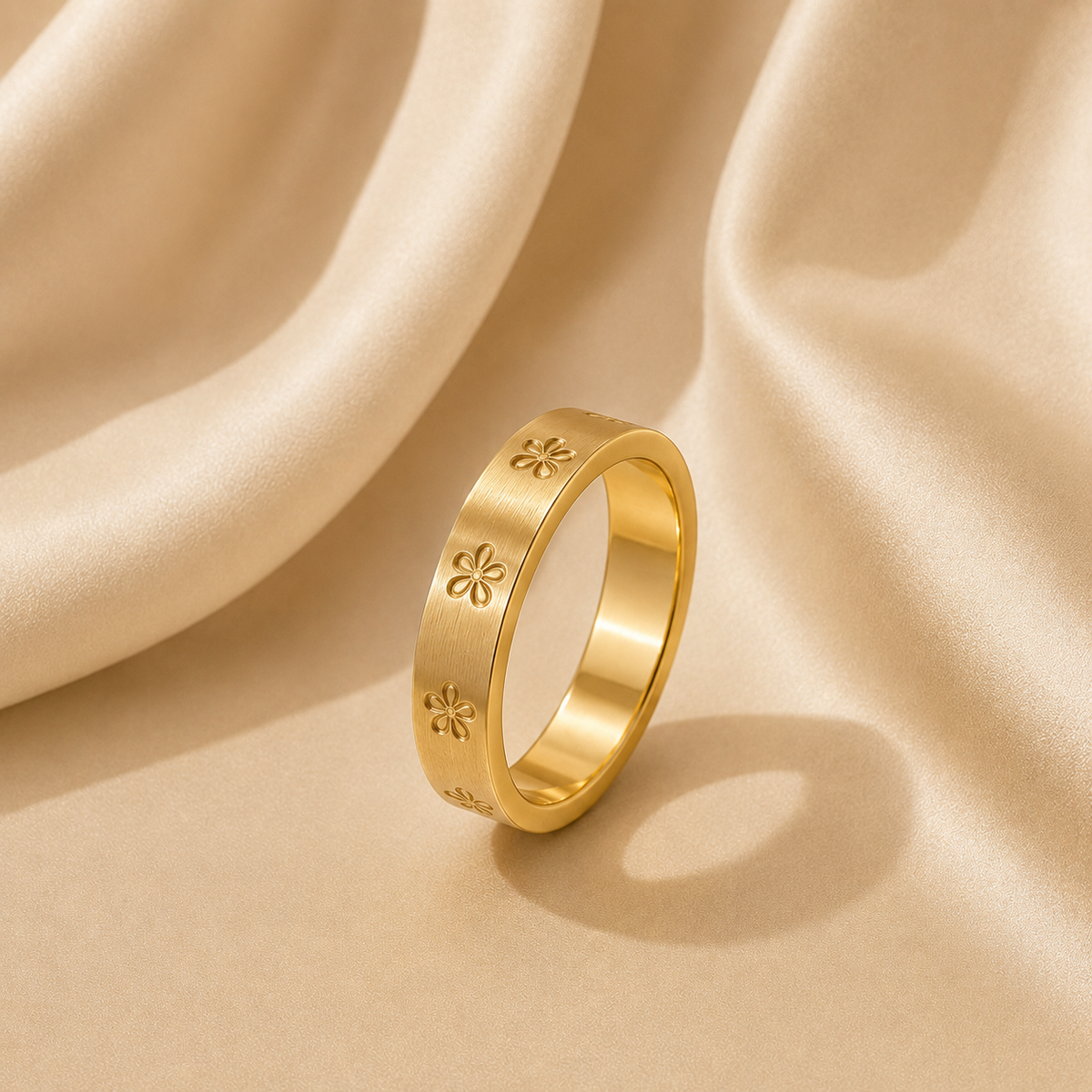 Elara Engraved Floral Band Ring