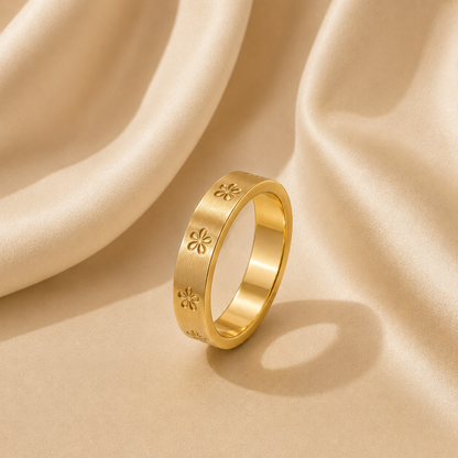 Elara Engraved Floral Band Ring